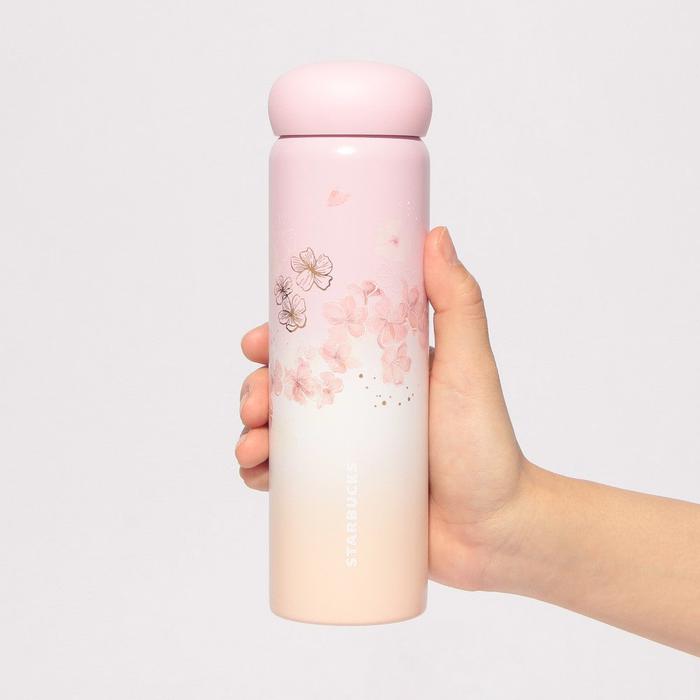 STARBUCKS JAPAN SAKURA2025 Stainless Steel Bottle Pale Pink Gradient 355ml – Elegant Cherry Blossom Design with Superior Heat and Cold Retention