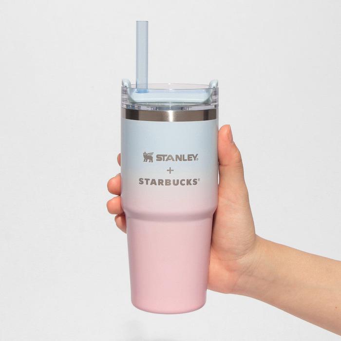 STARBUCKS JAPAN SAKURA 2025 3WAY Stainless Steel Tumbler STANLEY Pale Pink Gradient 414ml – Versatile Tumbler with Spring Sky Design