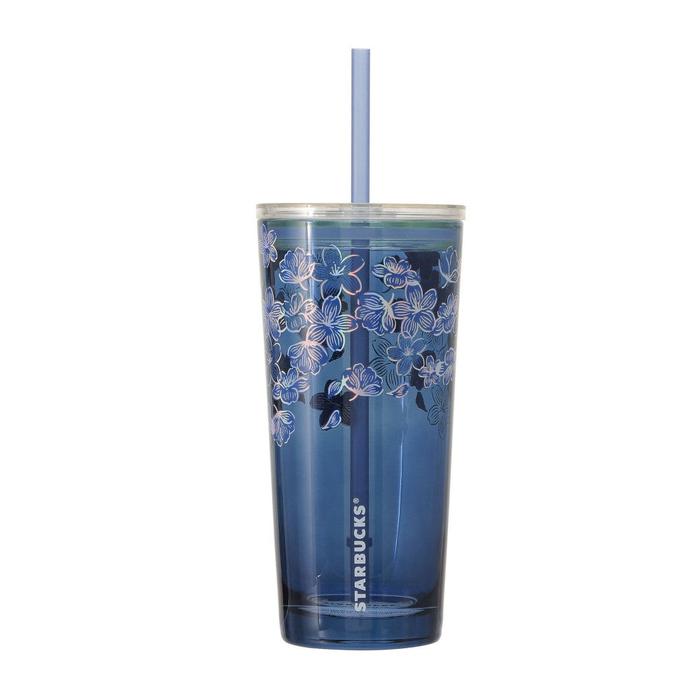 STARBUCKS Japan Sakura 2025 Glass Tumbler – Night Blue 