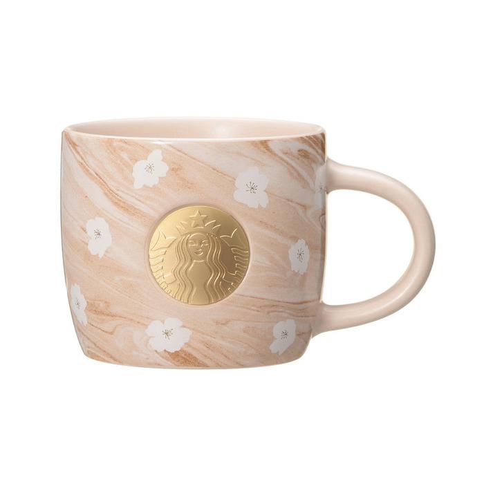 SAKURA2025 Mug Medal Marble 355ml – Sophisticated Pink Marble Design with Gold Siren Logo