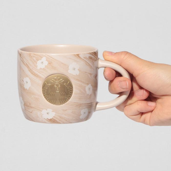 SAKURA2025 Mug Medal Marble 355ml – Sophisticated Pink Marble Design with Gold Siren Logo