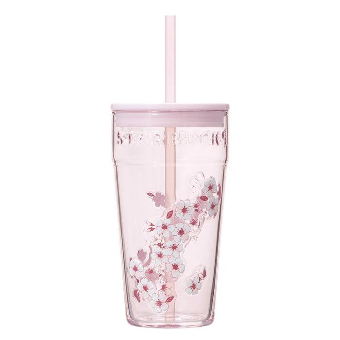 Starbucks Japan Sakura 2026 Glass Tumbler Pink 473ml with Lid & Straw – Cherry Blossom Limited Edition