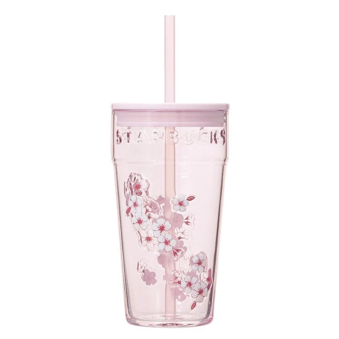 Starbucks Japan Sakura 2026 Glass Tumbler Pink 473ml with Lid & Straw – Cherry Blossom Limited Edition