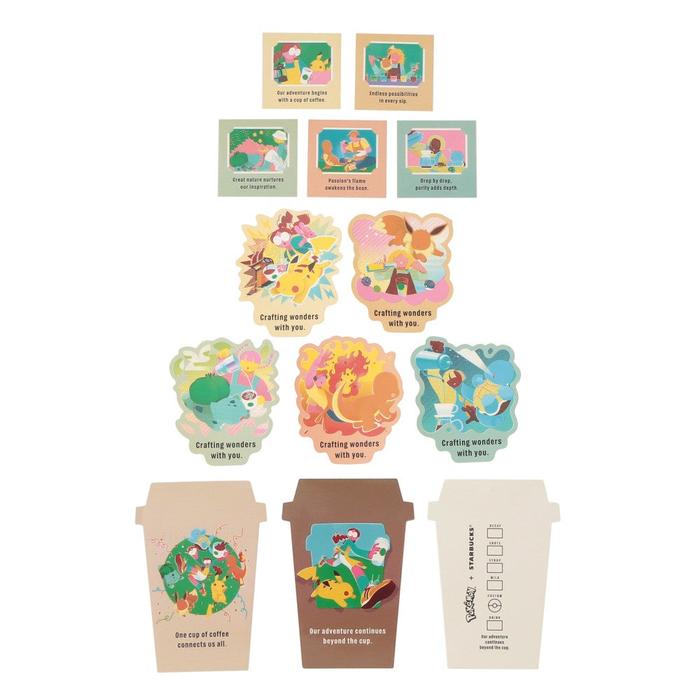 Pokémon + STARBUCKS Art Sticker Set – 13 Stickers