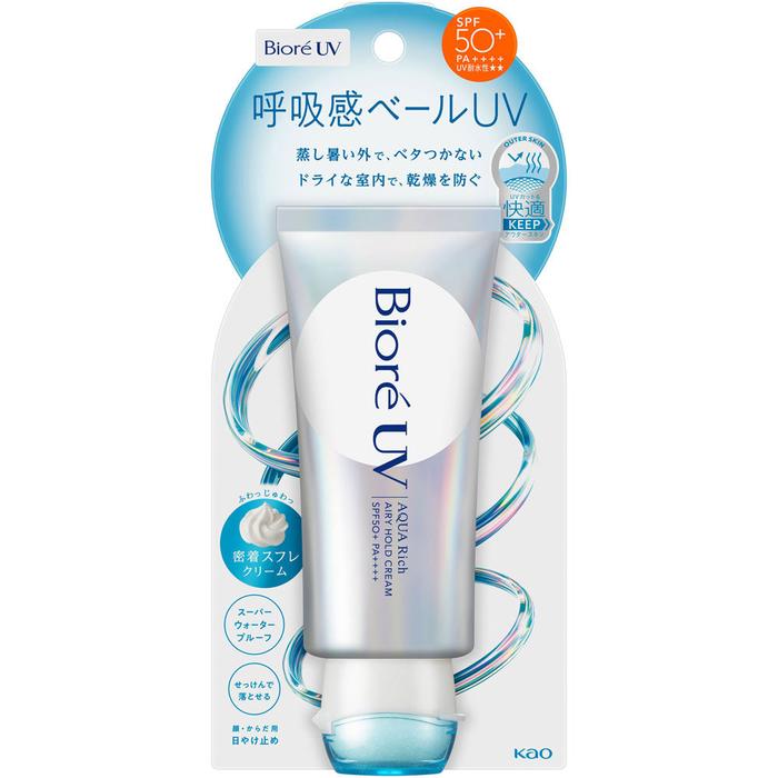 Biore UV Aqua Rich Breathable Veil SPF50+ PA++++ 70g – Light, Adaptive UV Protection [With alcohol]