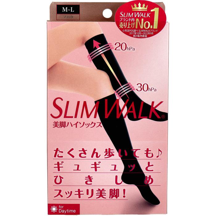 Slim Walk Beautiful Legs High Socks – Black (ML) | Compression Socks for Slim & Light Legs