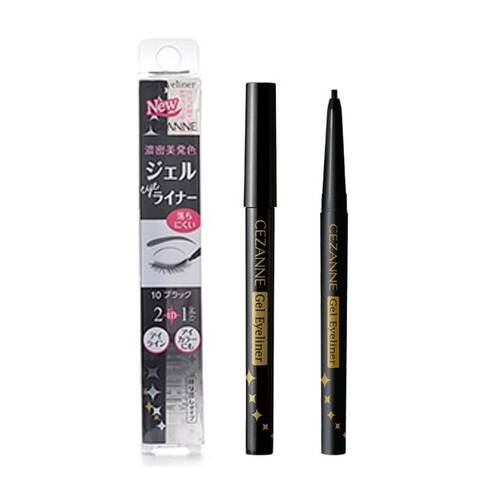 CEZANNE Gel Eyeliner – Smudge-Proof & Long-Lasting 2-in-1 Eye Makeup 10 Black [Alcohol-free]