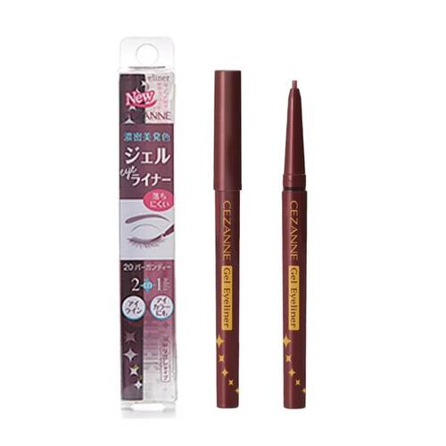 CEZANNE Gel Eyeliner – Waterproof, Smudge-Proof 2-in-1 Eyeliner & Eye Color 20 Burgundy [Alcohol-free]