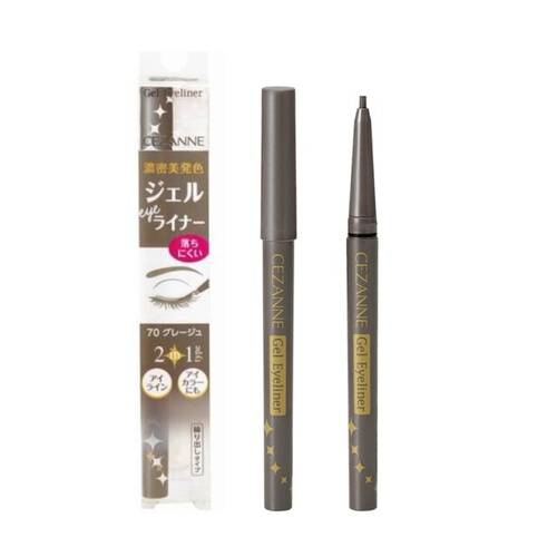 CEZANNE Gel Eyeliner – Smudge-Proof & Long-Lasting 2-in-1 Eye Makeup 70 Greige [Alcohol-free]