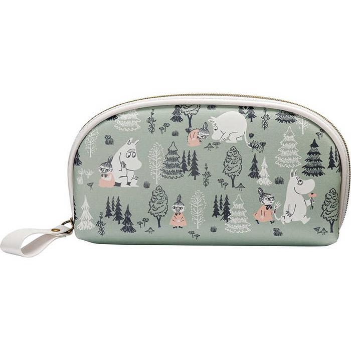 Moomin Glasses Case Pouch Green with Zipper & Cleaning Cloth (Moomin & Little My)