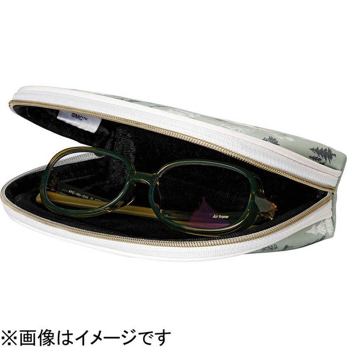 Moomin Glasses Case Pouch Green with Zipper & Cleaning Cloth (Moomin & Little My)