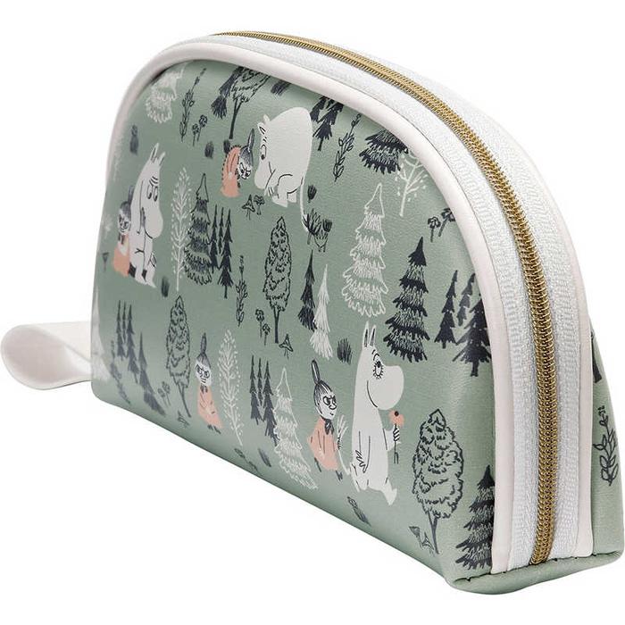 Moomin Glasses Case Pouch Green with Zipper & Cleaning Cloth (Moomin & Little My)