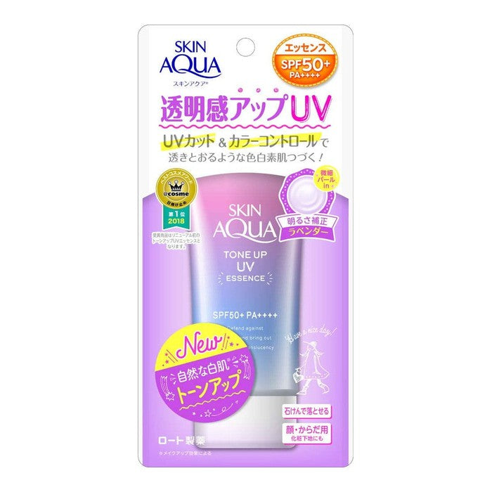 Skin Aqua Tone Up UV Essence Lavender – Brightening Lavender Sunscreen for Face and Body SPF50+ PA++++ 80g [With alcohol]