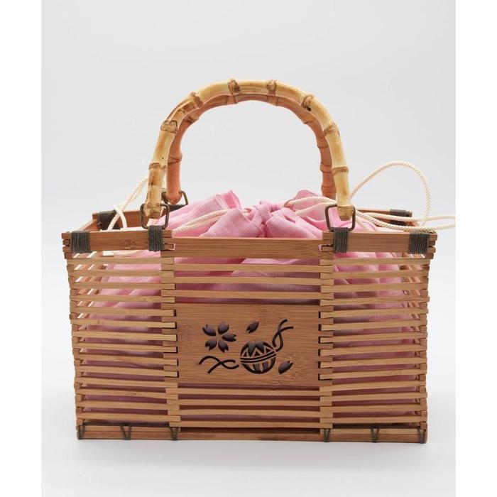 Japanese Bamboo Handbag with Linen Inner Bag