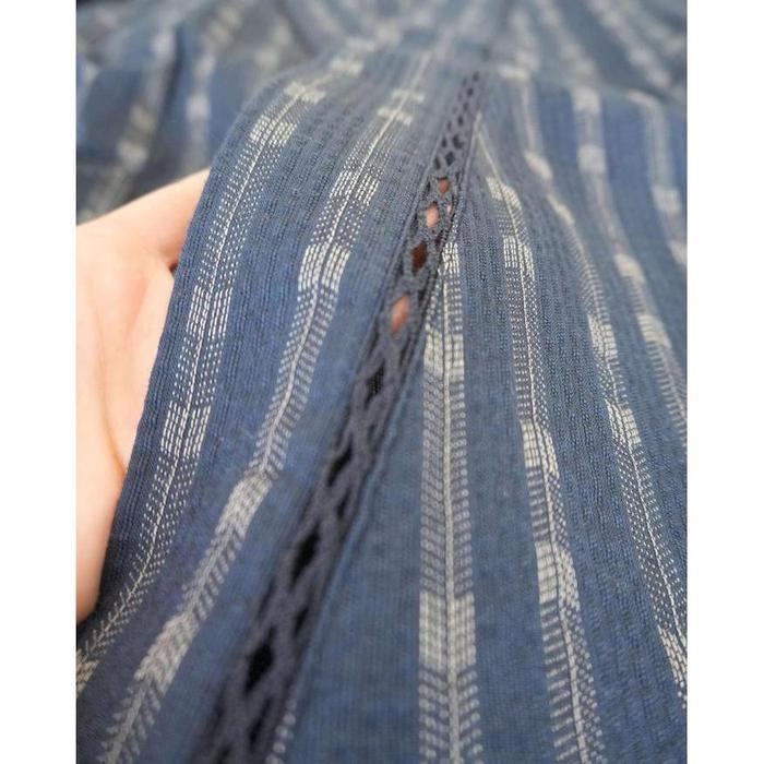 Japanese Jinbei Set for Men – Cotton Indigo Striped Pattern