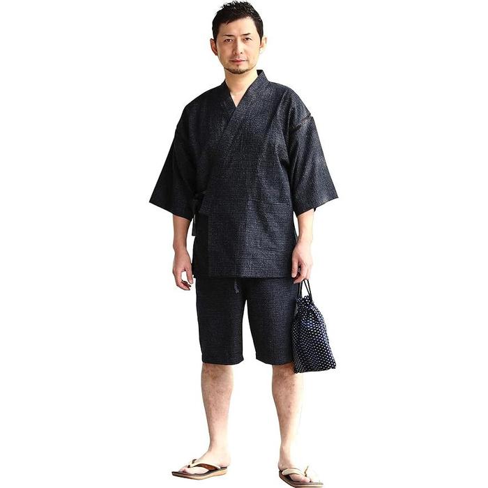 WATANOSATO Kurume Chijimi Jinbei Set – Breathable Cotton, Traditional Japanese Loungewear for Men, Casual Summer Wear (8 Colors, Sizes S–3L)