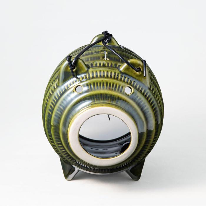 Banko Ware Mosquito Pig Coil Holder Oribe Green | Japanese Ceramic Mosquito Repellent Incense Burner