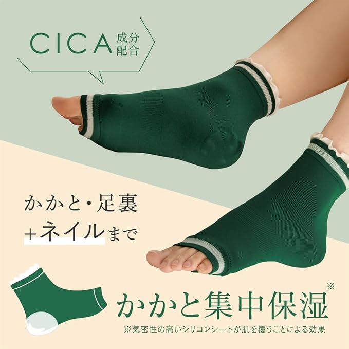 Alphax CICA Moisturizing Heel Care Socks for Dry, Cracked Heels, Open-Toe Design, 22–25 cm