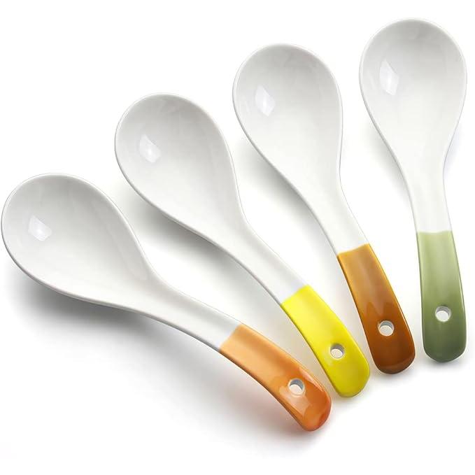 Ceramic Soup Spoon Set – 4 Pieces, 16 cm (2 Variants Available)