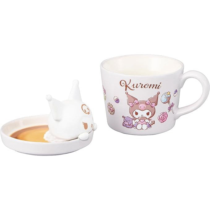 Sanrio SAN4551-4 Latte Art Kuromi 3D Mug with Lid, Approx. 8.1 fl oz (230 ml), Approx. 4.7 x 5.1 inches (12 x 13 cm) [Preorder -October 31]