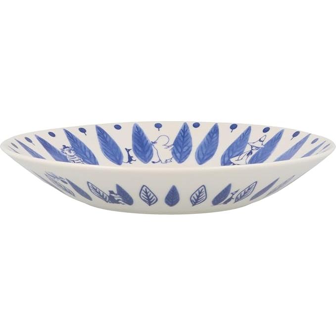 Moomin Blue Flora Plate 22 cm – Leaf Design | Yamaka Japan (Ceramic, Microwave & Dishwasher Safe)