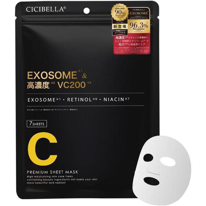 Shishibera Exosome & Vitamin C Face Mask – Hydrating & Anti-Aging Sheet Mask 7 sheets (No Alcohol)