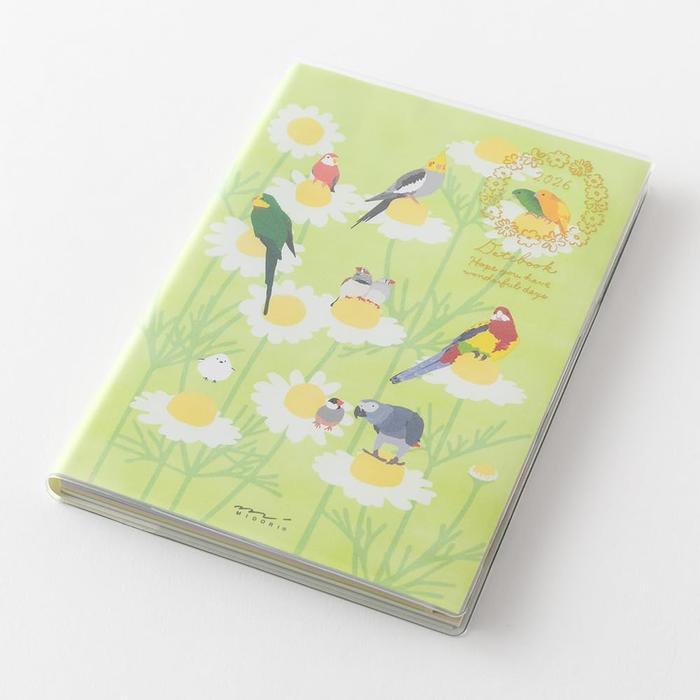 MIDORI Pocket Diary 2026 B6 Weekly – “Bird Pattern”