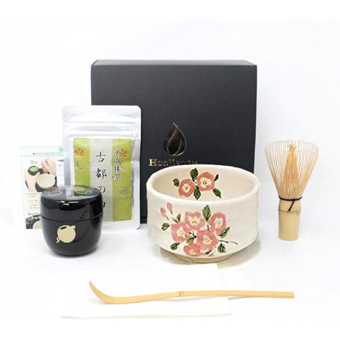 Honjien Matcha Tea Set – Beginner-Friendly 6-Piece Uji Matcha Kit with Utensils & Instruction Guide