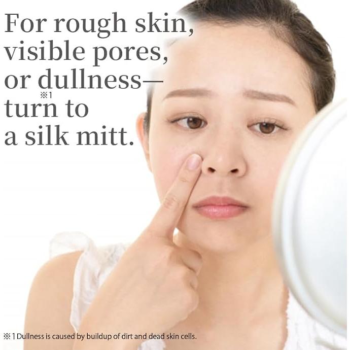 Rich Silk Reward Face Mitten – 100% Kibiso Silk Facial Cleansing & Exfoliating Puff, Made in Japan