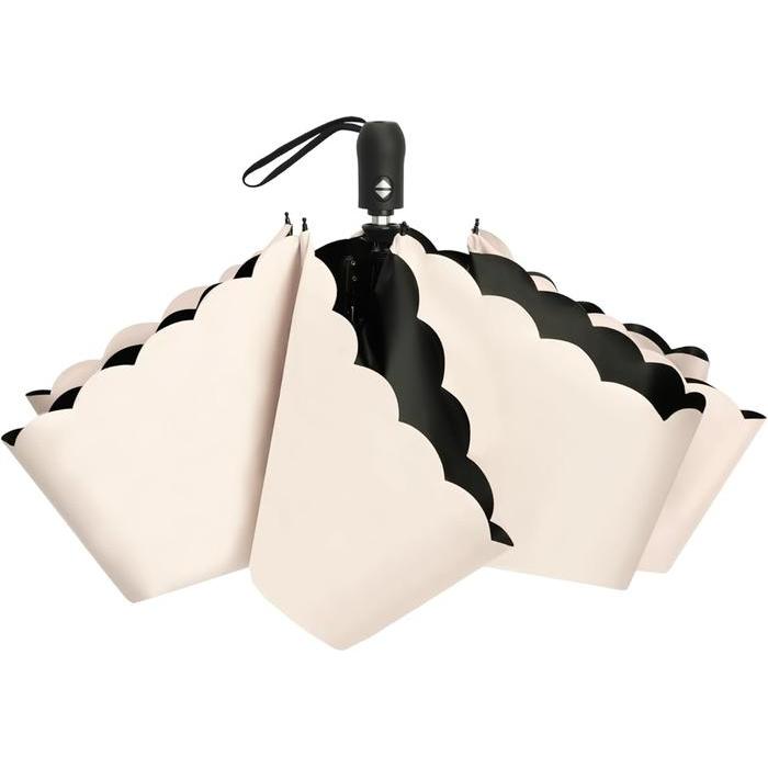 CICIBELLA Ultra Lightweight Folding Parasol Sand Beige – Automatic Open/Close, 100% UV Protection & Full Blackout