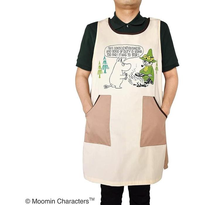 St.Lady’s Moomin Apron (Unisex) Moomin & Snufkin Brown/Beige