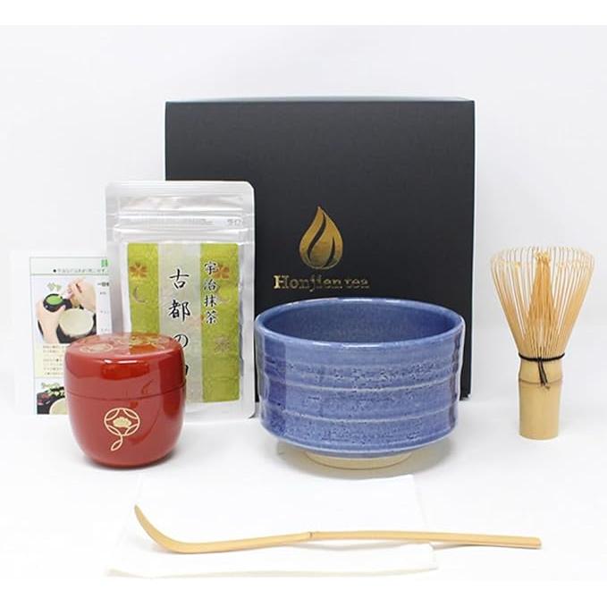 Honjien Matcha Tea Set – Beginner-Friendly 6-Piece Uji Matcha Kit with Utensils & Instruction Guide