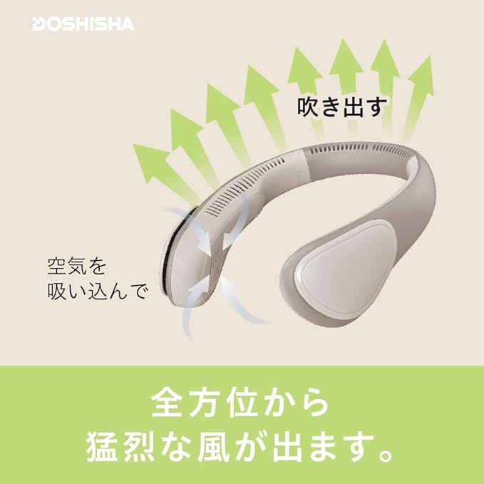 Doshisha Large Air Flow Neck Fan – Portable, Rechargeable & USB Powered with 3 Levels of Cooling