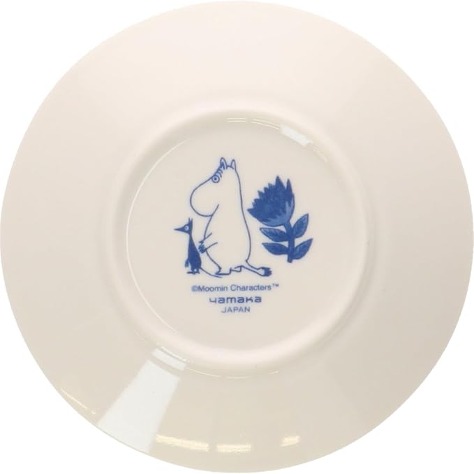 Moomin Blue Flora Plate 13 cm – Flower Design | Yamaka Japan (Ceramic, Microwave & Dishwasher Safe)