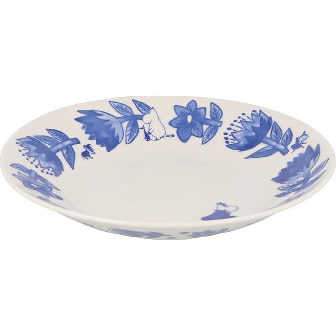Moomin Blue Flora Plate 22 cm – Flower Design | Yamaka Japan (Ceramic, Microwave & Dishwasher Safe)