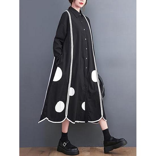 Minesam Long Shirt Dress - Black lady bug FREE SIZE (MULTIPLE COLOR OPTIONS)