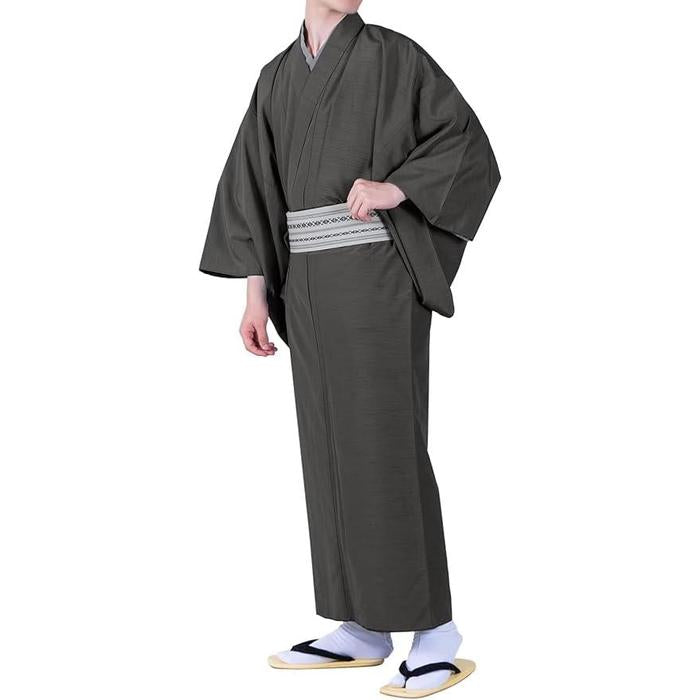 Kyoetsu Men’s Kimono – Pongee Fabric, Japanese Traditional Wear (Available in 3 colors)