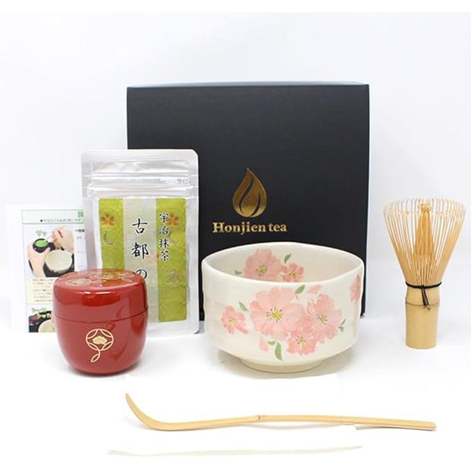 Honjien Matcha Tea Set – Beginner-Friendly 6-Piece Uji Matcha Kit with Utensils & Instruction Guide