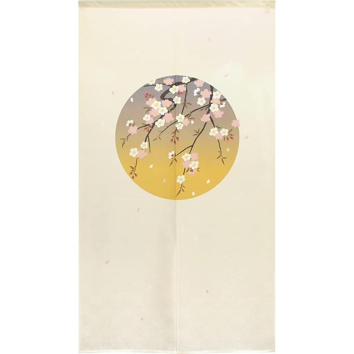 Ichimatsu Lace Sakura Circle Window Noren Curtain 85 × 150 cm