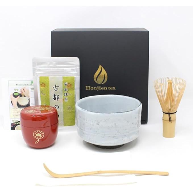 Honjien Matcha Tea Set – Beginner-Friendly 6-Piece Uji Matcha Kit with Utensils & Instruction Guide