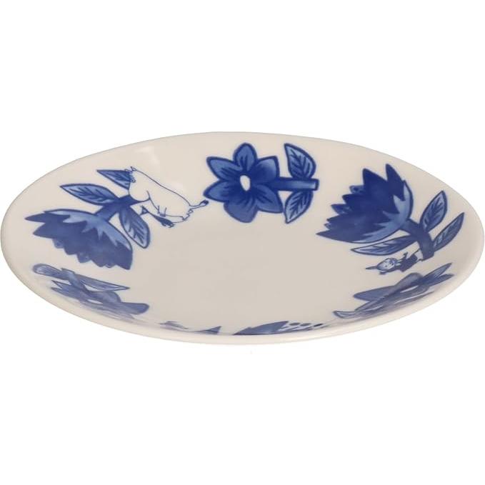 Moomin Blue Flora Plate 13 cm – Flower Design | Yamaka Japan (Ceramic, Microwave & Dishwasher Safe)