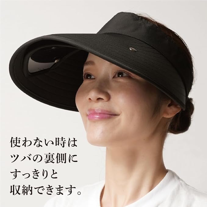 Alphax UV Protection Sun Visor Hat – Retractable Glass Visor, Black