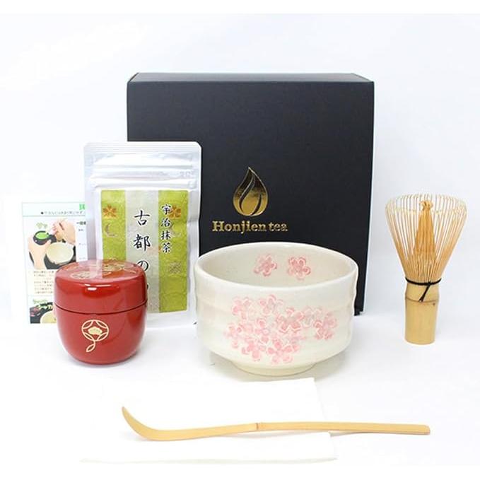 Honjien Matcha Tea Set – Beginner-Friendly 6-Piece Uji Matcha Kit with Utensils & Instruction Guide