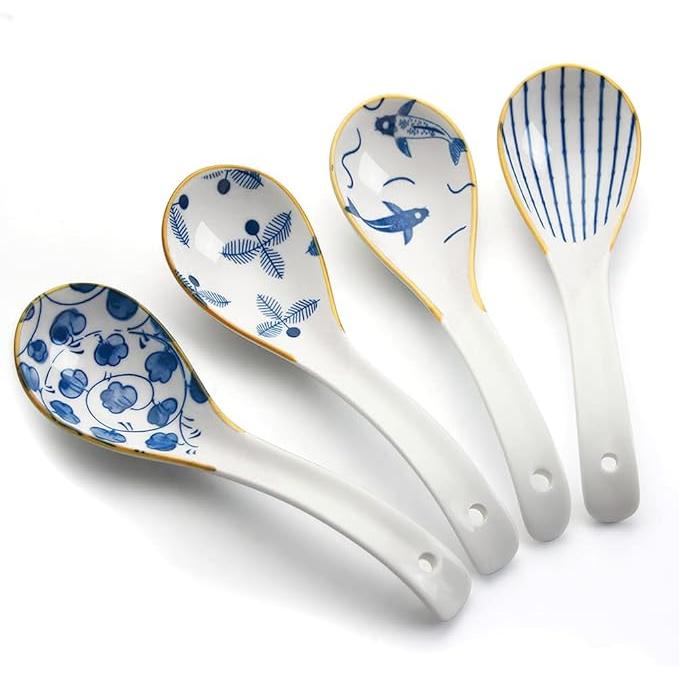 Ceramic Soup Spoon Set – 4 Pieces, 16 cm (2 Variants Available)