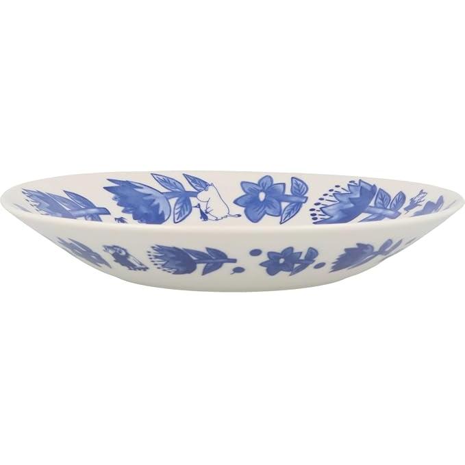 Moomin Blue Flora Plate 22 cm – Flower Design | Yamaka Japan (Ceramic, Microwave & Dishwasher Safe)