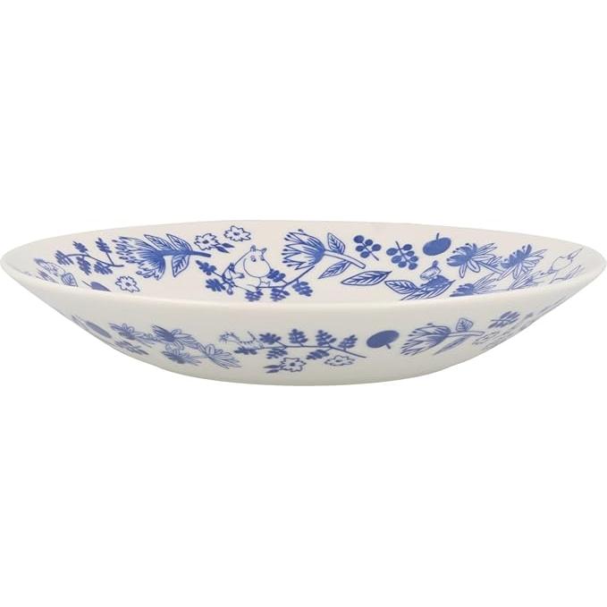 Moomin Blue Flora Plate 22 cm – Cobana Small Flower | Yamaka Japan (Ceramic, Microwave & Dishwasher Safe)