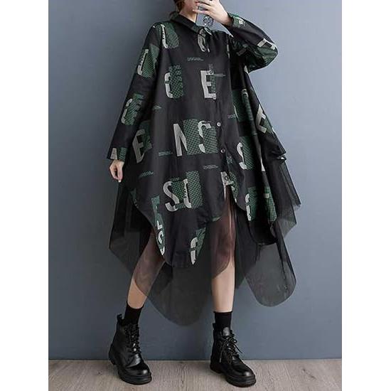 Minesam Long Shirt Dress - Black and moro FREE SIZE