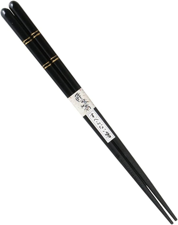 High-Quality Wakasa Lacquer Chopsticks – 9.1 inches (230 mm), Black with Gold Duplex