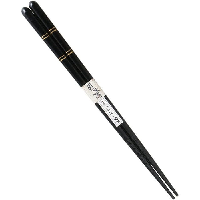 High-Quality Wakasa Lacquer Chopsticks – 9.1 inches (230 mm), Black with Gold Duplex