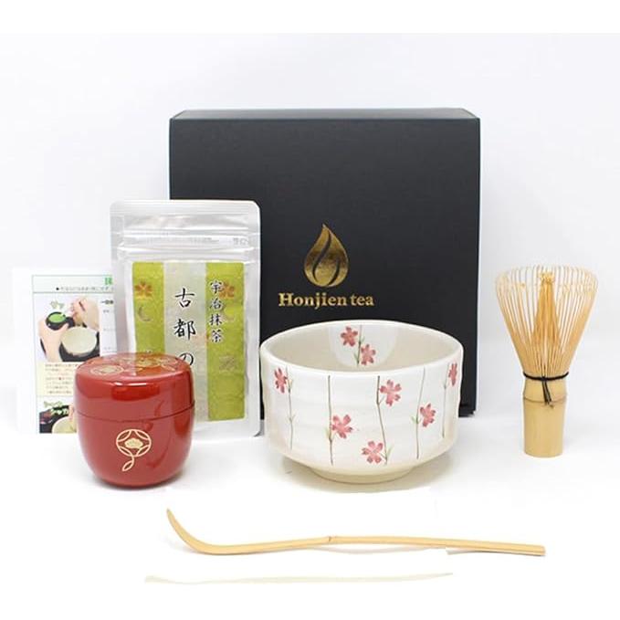 Honjien Matcha Tea Set – Beginner-Friendly 6-Piece Uji Matcha Kit with Utensils & Instruction Guide